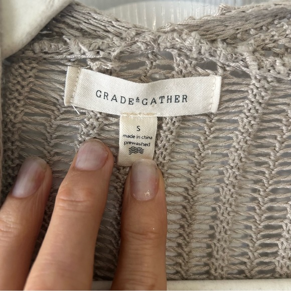 Women's Grade and Gather Beige Cotton Blend Open Front Cardigan Size Small - Picture 3 of 11